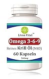 Krilll Kapseln Hochdosiert 500mg mit Astaxanthin von NKO - Omega 3 Fettsuren Ohne Aufstoen, Deutlich Effektiver als Fischl (Hohe Bioverfgbarkeit) - EPA, DHA, Phospholipide - 30 Antarktische Softgelkapseln