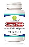 Krilll Kapseln Hochdosiert 500mg mit Astaxanthin von NKO - Omega 3 Fettsuren Ohne Aufstoen, Deutlich Effektiver als Fischl (Hohe Bioverfgbarkeit) - EPA, DHA, Phospholipide - 30 Antarktische Softgelkapseln