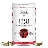 Reishi Pilz Extrakt - 120 Kapseln hochdosiert a 500 mg Pilz Extrakt Pulver - 40% bioaktive Polysaccharide pro Kapsel - 4 Monatsvorrat hergestellt in Deutschland