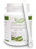 STEVIAGO Stevia Pulver (Steviosid) Extrakt aus 100% Stevia, davon min. 97% Reb-A, 25g, mit Dosierlffel