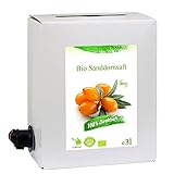 GutFood - 3 Liter Bio Sanddornsaft - Bio Sanddorn Saft in praktischer Bag in Box Packung ( 1 x 3 l Saftbox ) - Muttersaft aus Erstpressung in absoluter Spitzenqualitt aus kologischem Landbau